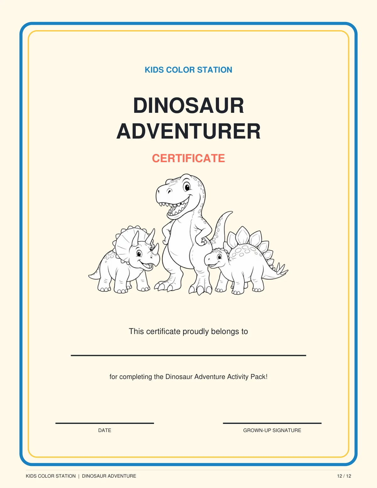 Dinosaur Adventurer certificate — page 12 of 12