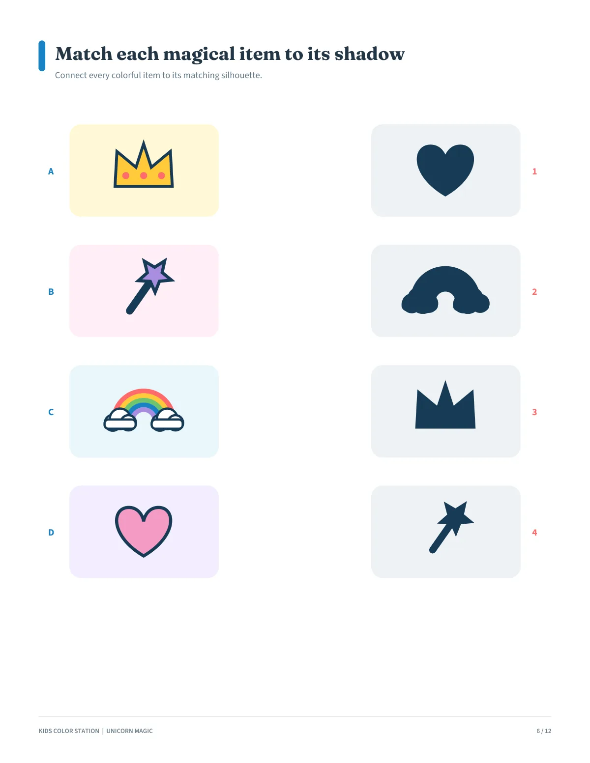Match each magical item to its shadow — page 6 of 12