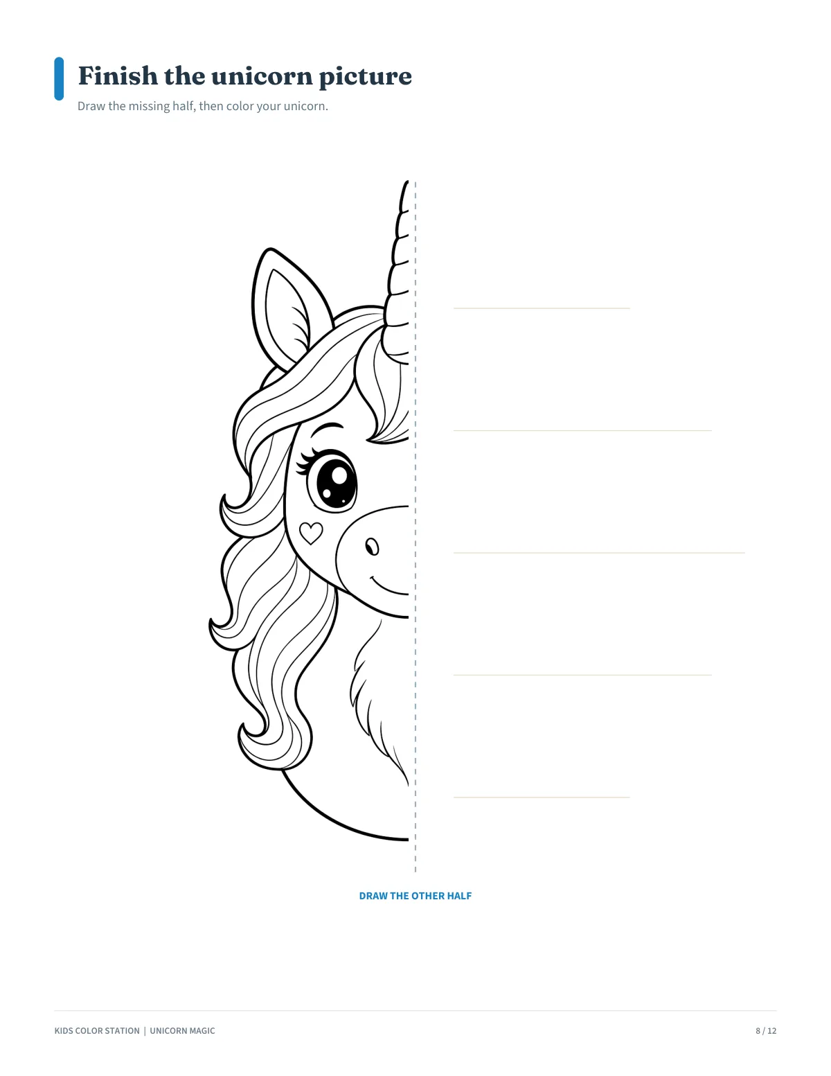 Finish the unicorn picture — page 8 of 12