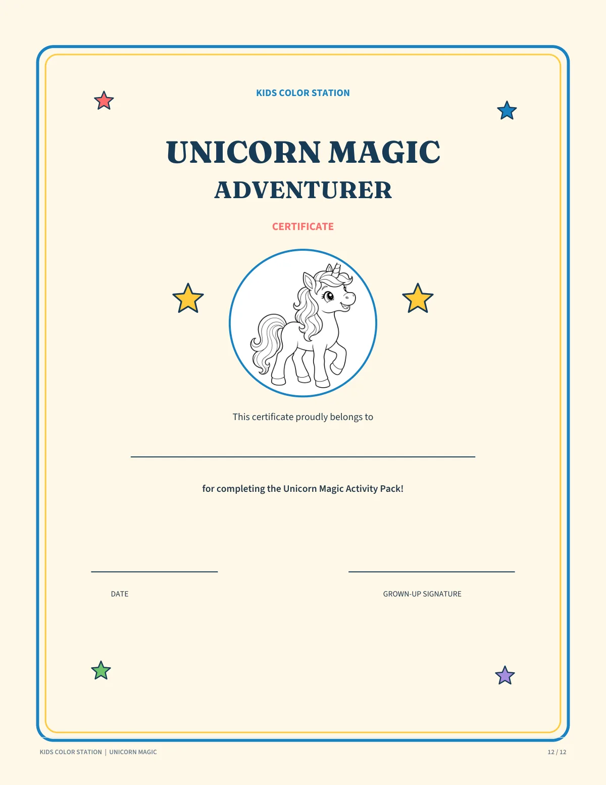 Unicorn Magic Adventurer certificate — page 12 of 12