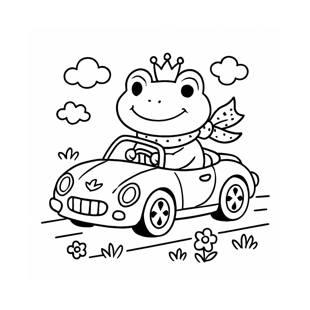 Black and white coloring page of sports car