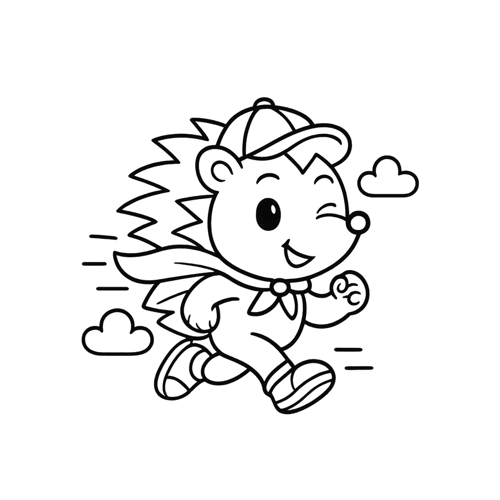 Black and white coloring page of fast hero