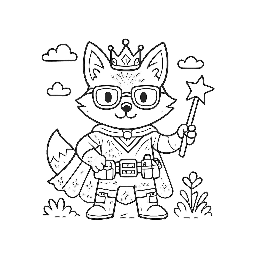 Black and white coloring page of smart hero with a gadget belt