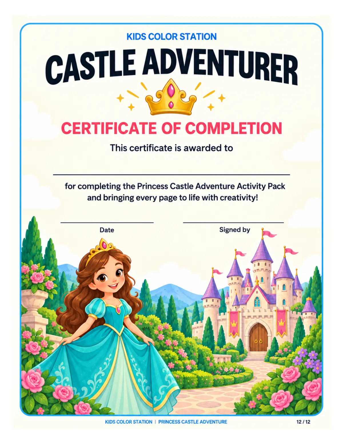 Castle Adventurer certificate — page 12 of 12