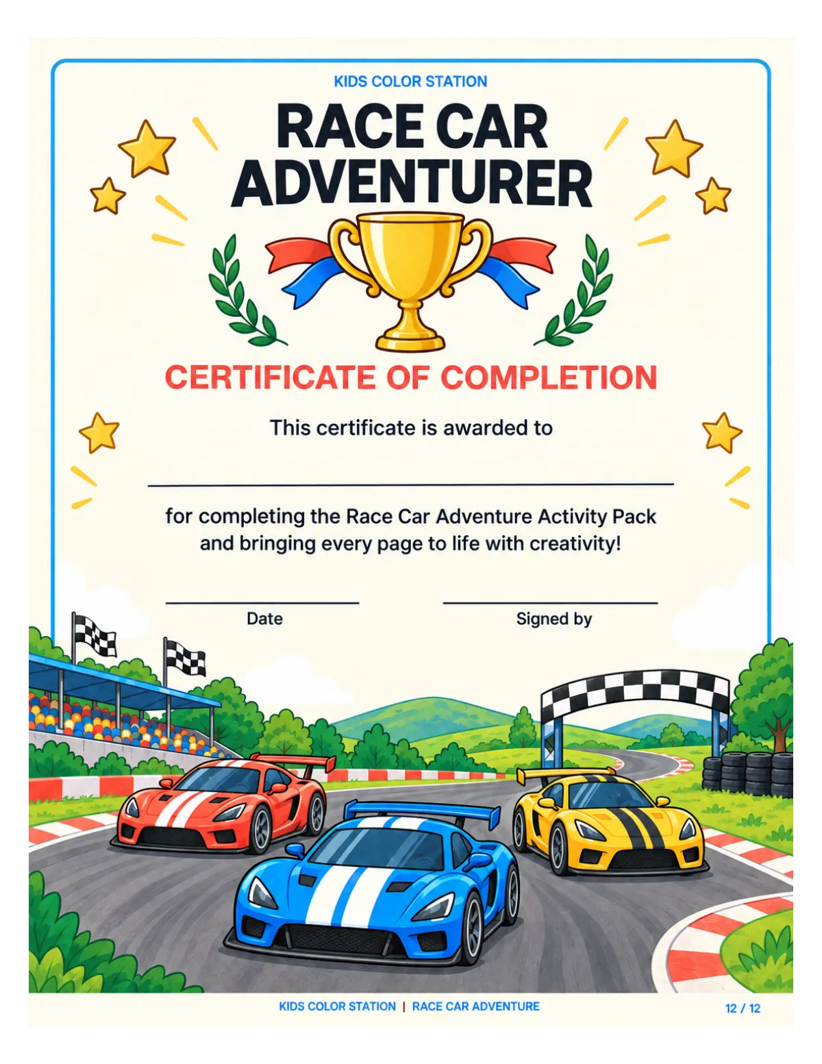 Race Car Adventurer certificate — page 12 of 12