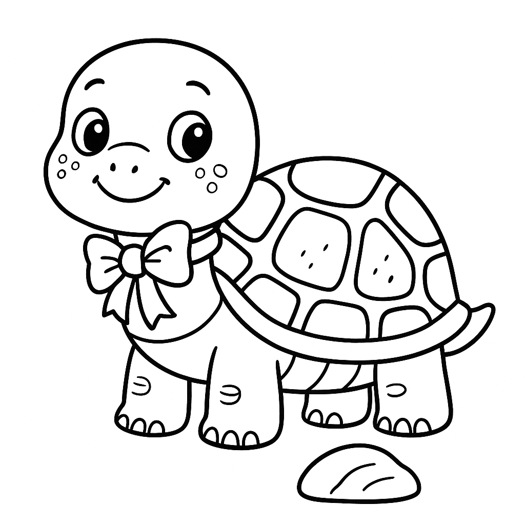Black and white coloring page of calm and peaceful turtle