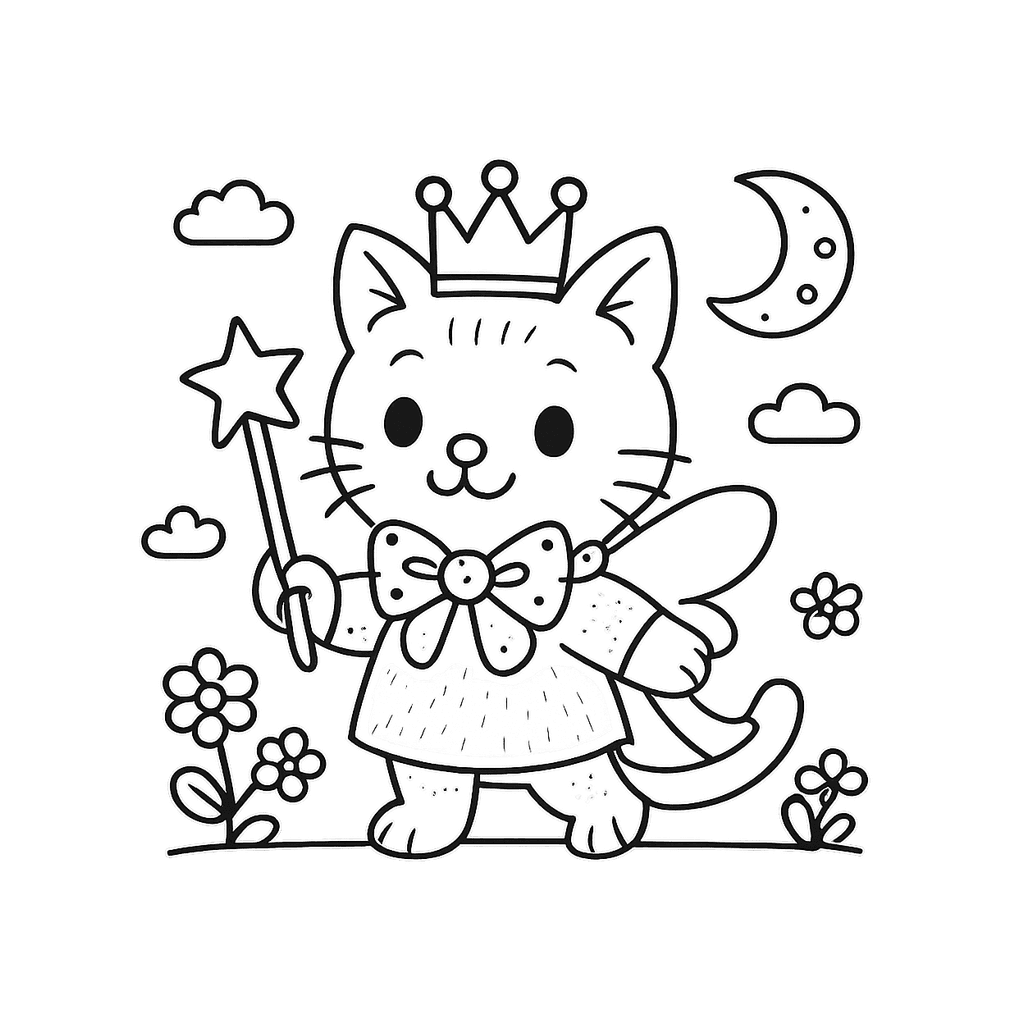 Black and white coloring page of space station
